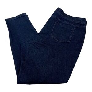 Hue Studio Distressed Denim Leggings Womens XXL Midnight Rinse Blue Stretch